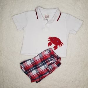 ZU Baby's Crab Polo and Plaid Shorts